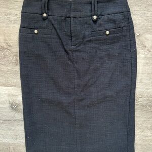 Navy Club Manaco Pencil Textured Skirt with Button Details